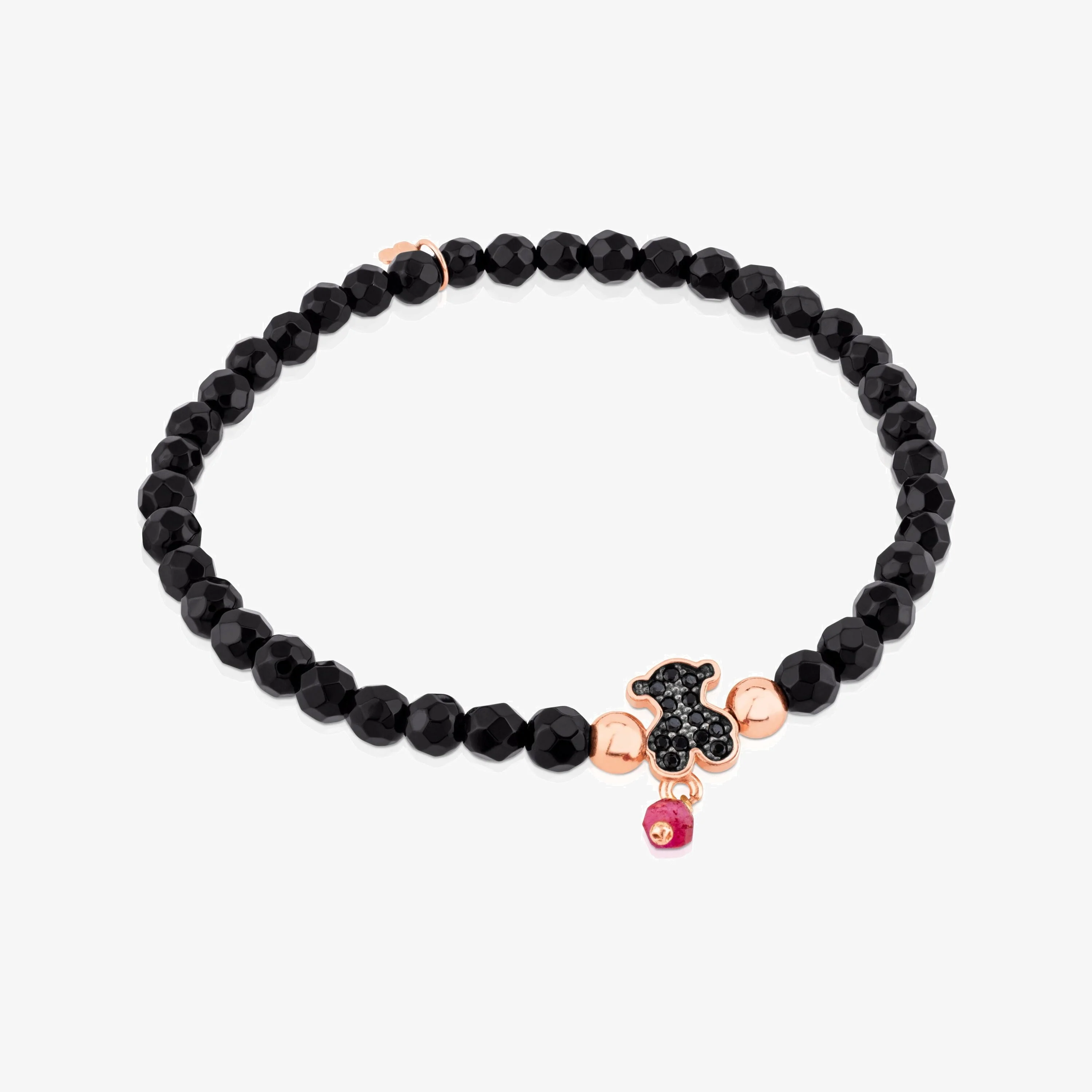 Rose 18K gold vermeil TOUS Motif Bracelet with spinels and faceted onyx - 1