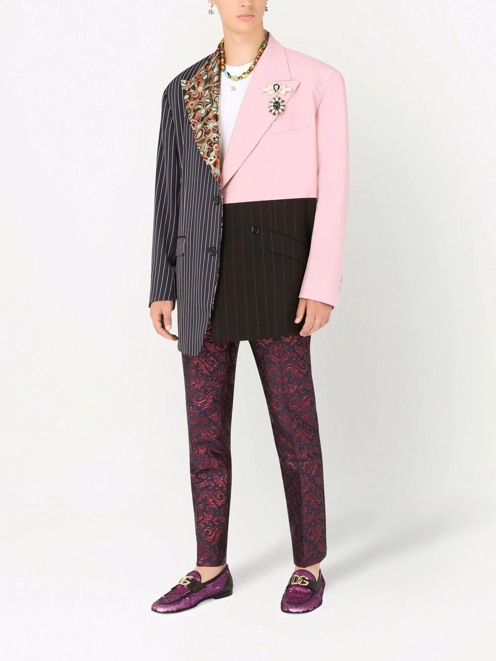 patterned jacquard tailored trousers - 2