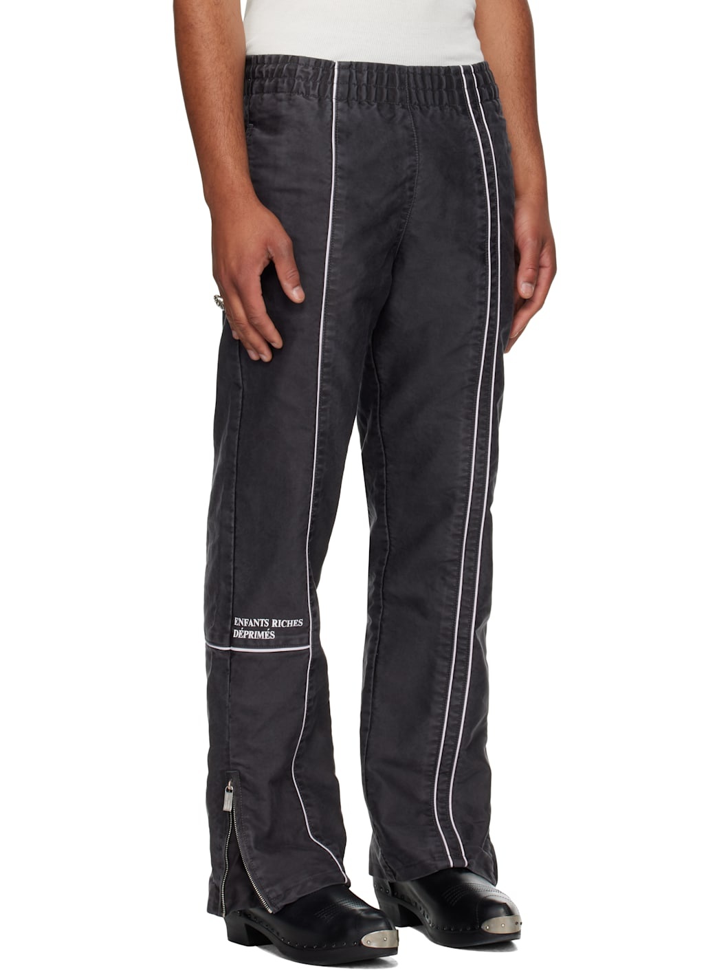 Black Paneled Track Pants - 2