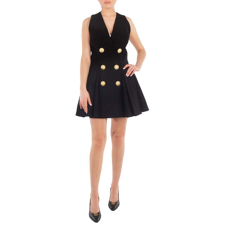 Balmain Pleated Flared Crepe Dress - 3