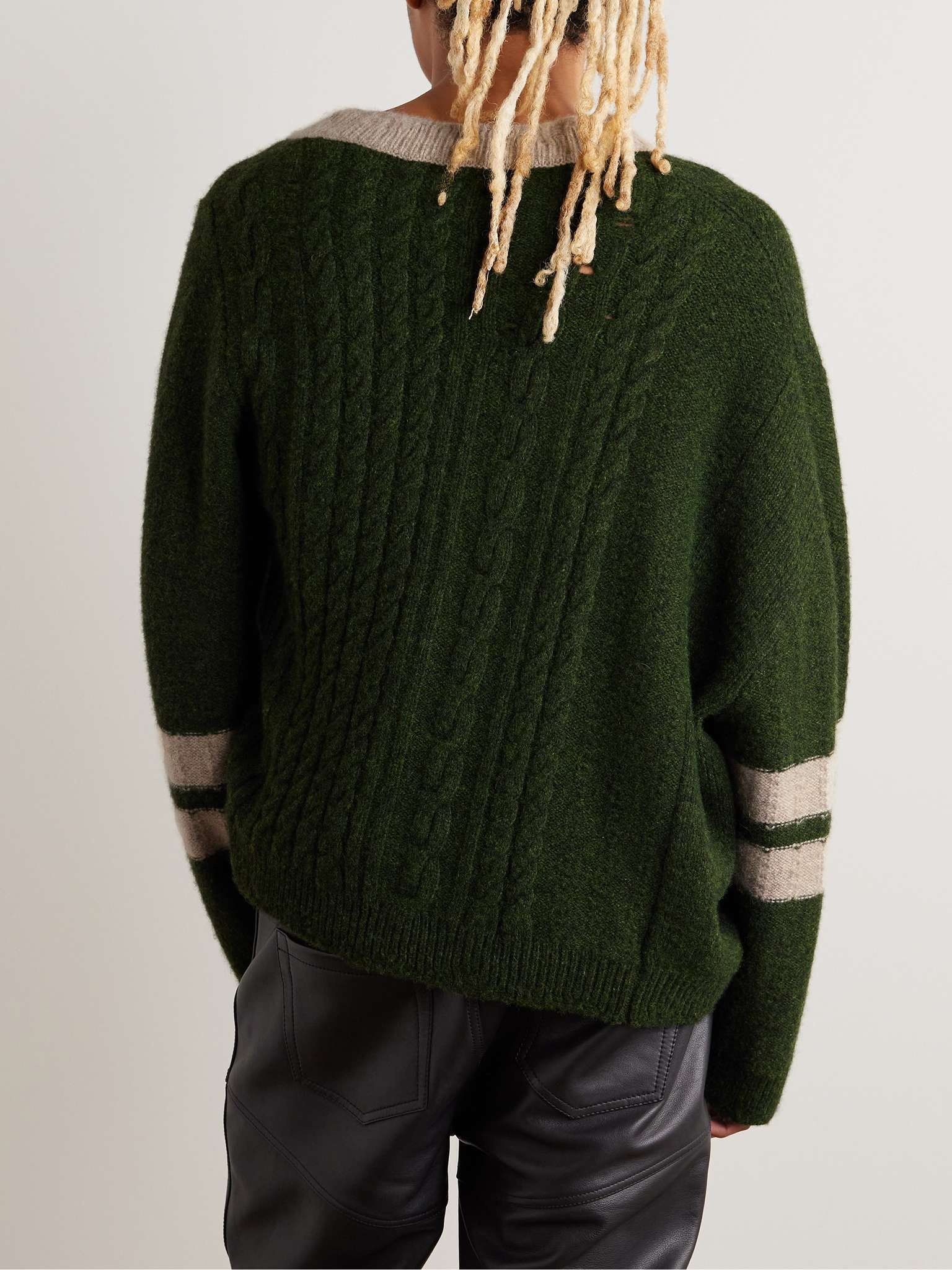 Asymmetric Striped Brushed-Cashmere Sweater - 3