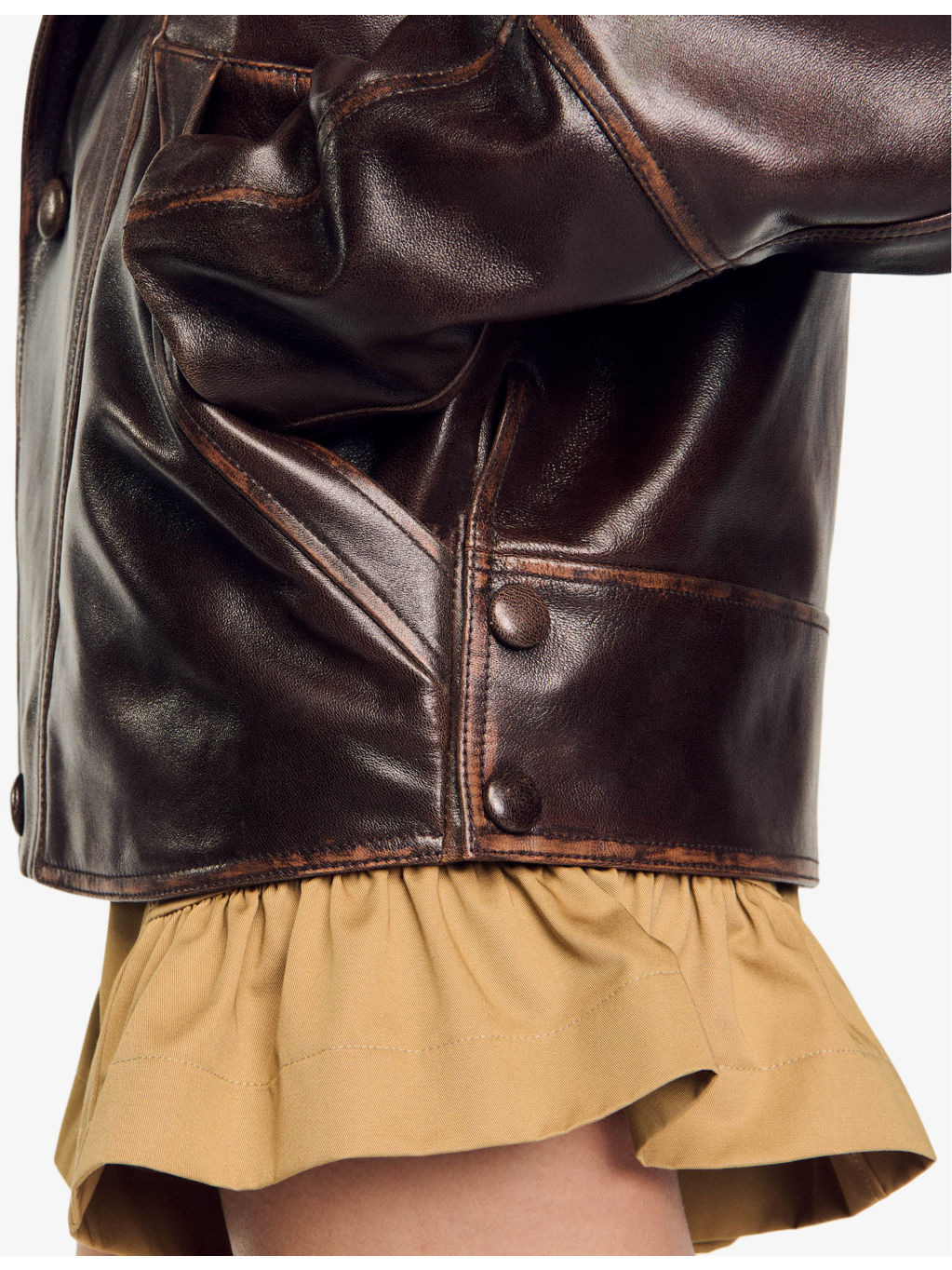 Oversized-collar relaxed-fit leather jacket - 5