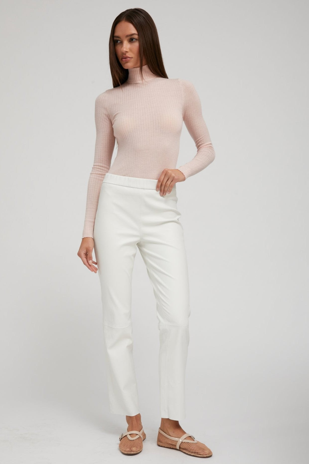 BLUSH CASHMERE MOCK NECK - 2