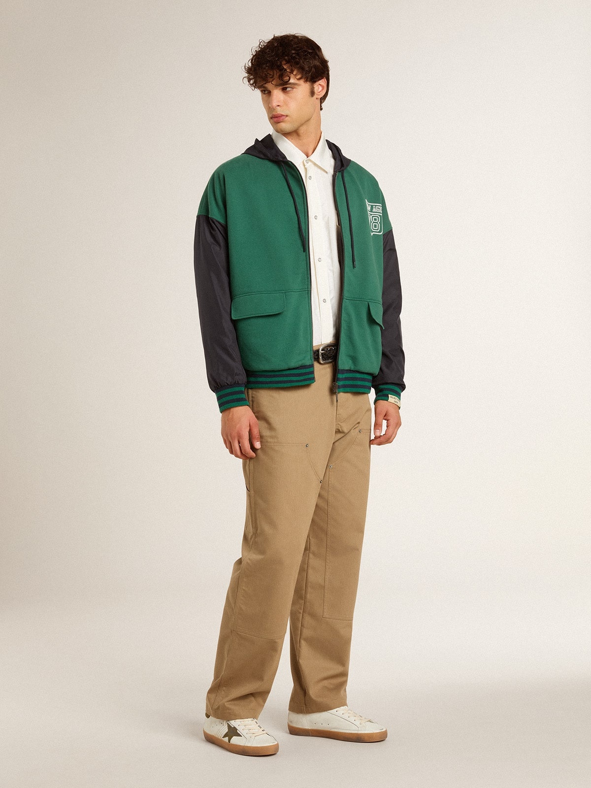 Men’s oversized worn-white shirt with vertical stripes - 3