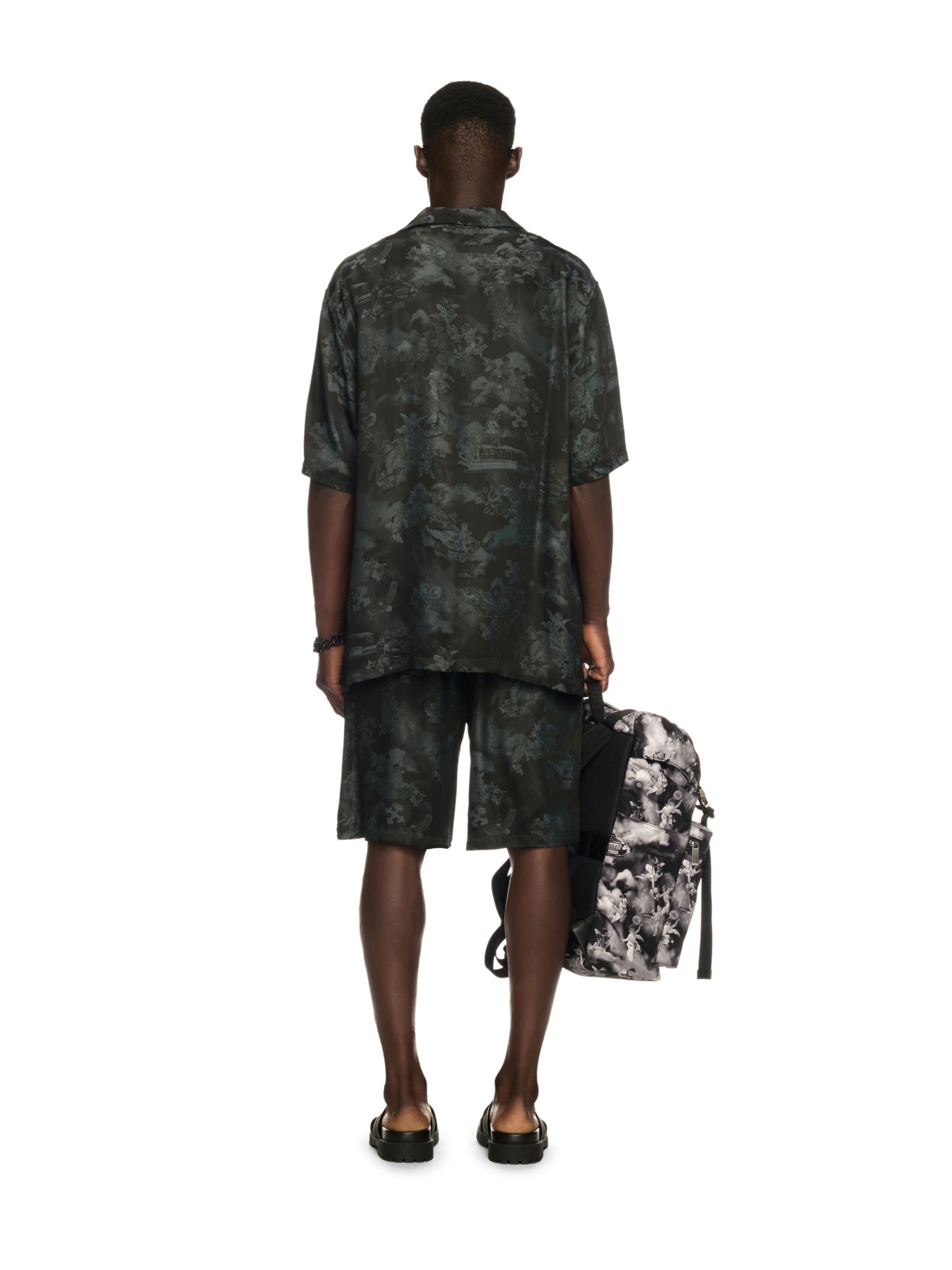 Black Jacquard Fresco Bowling Shorts - 4