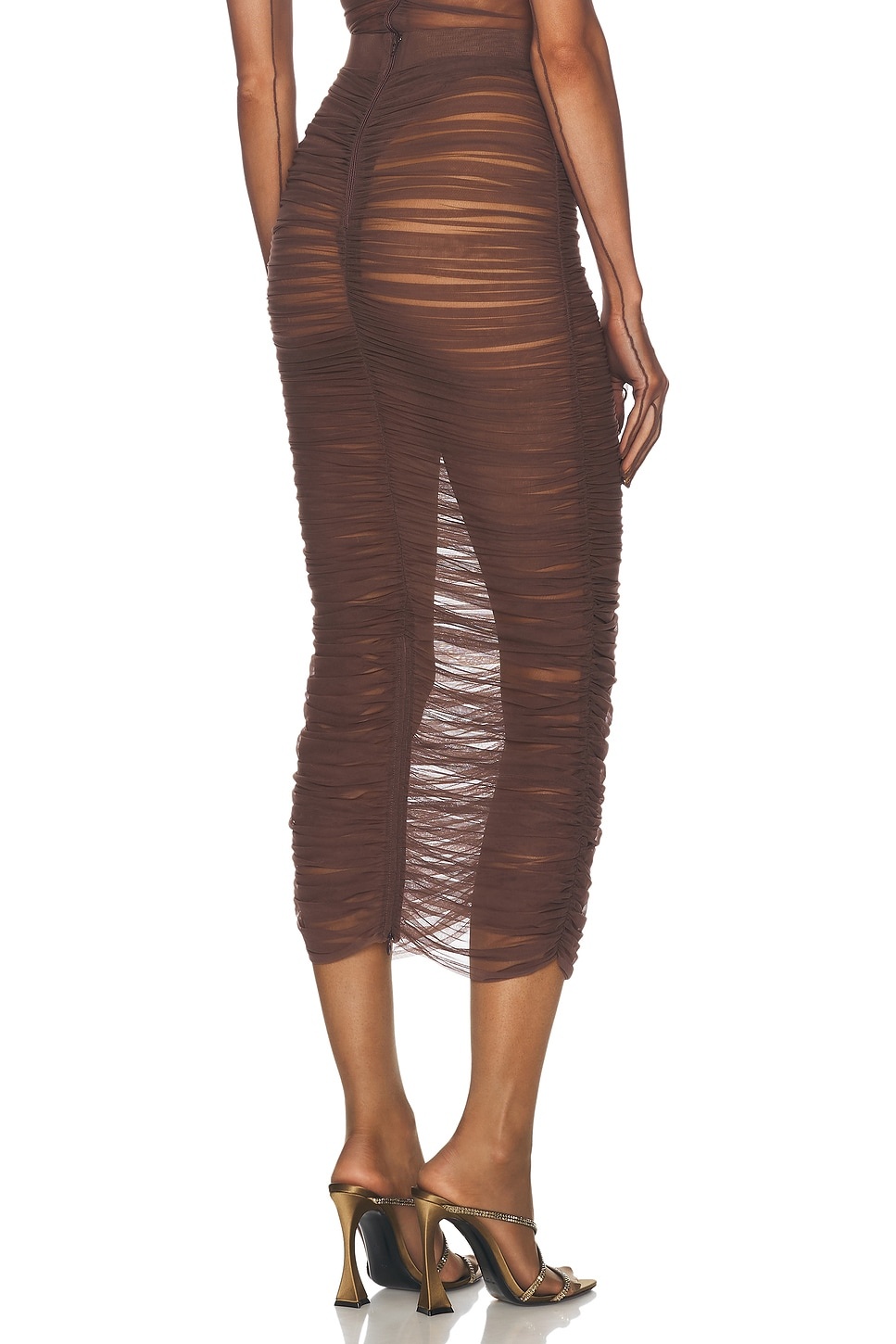 Ruched Mesh Midi Skirt - 4