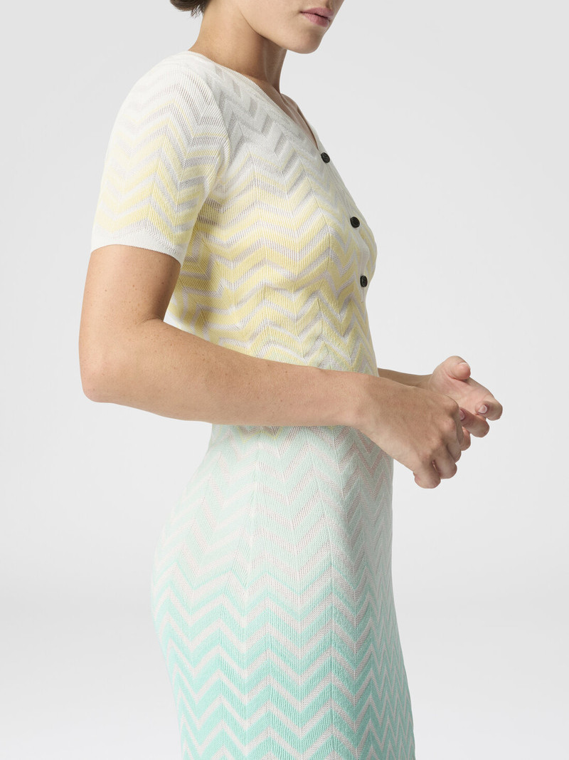 Chevron Dégradé Cotton and Viscose Midi Dress 5