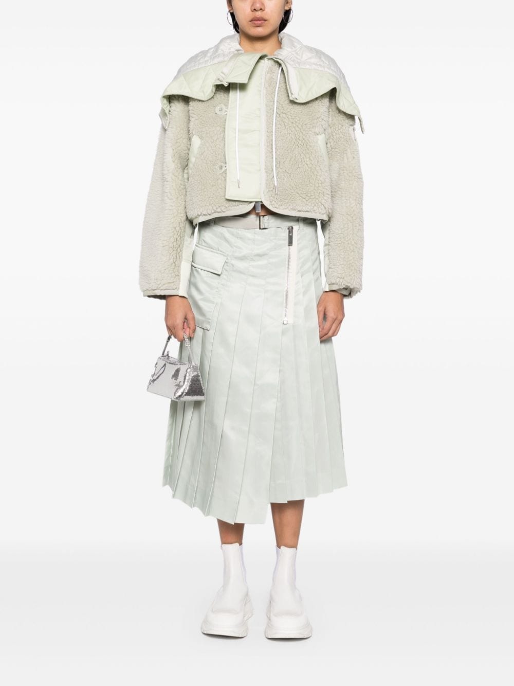 panelled-design fleece jacket - 2