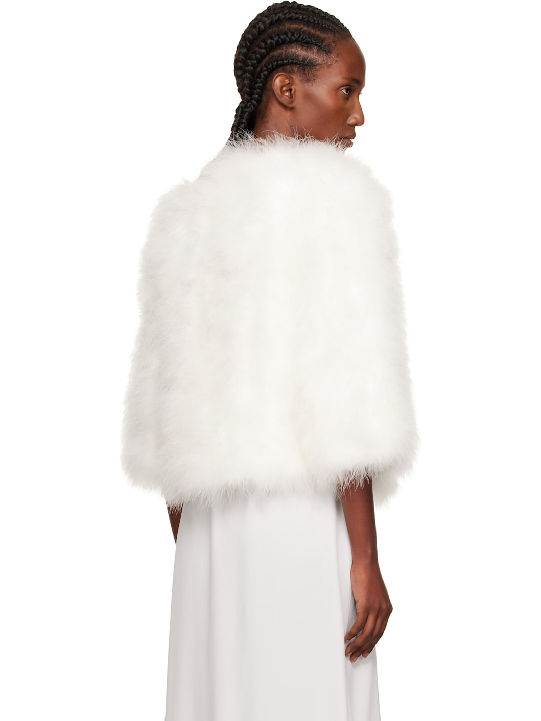 White Short Feather Jacket - 3