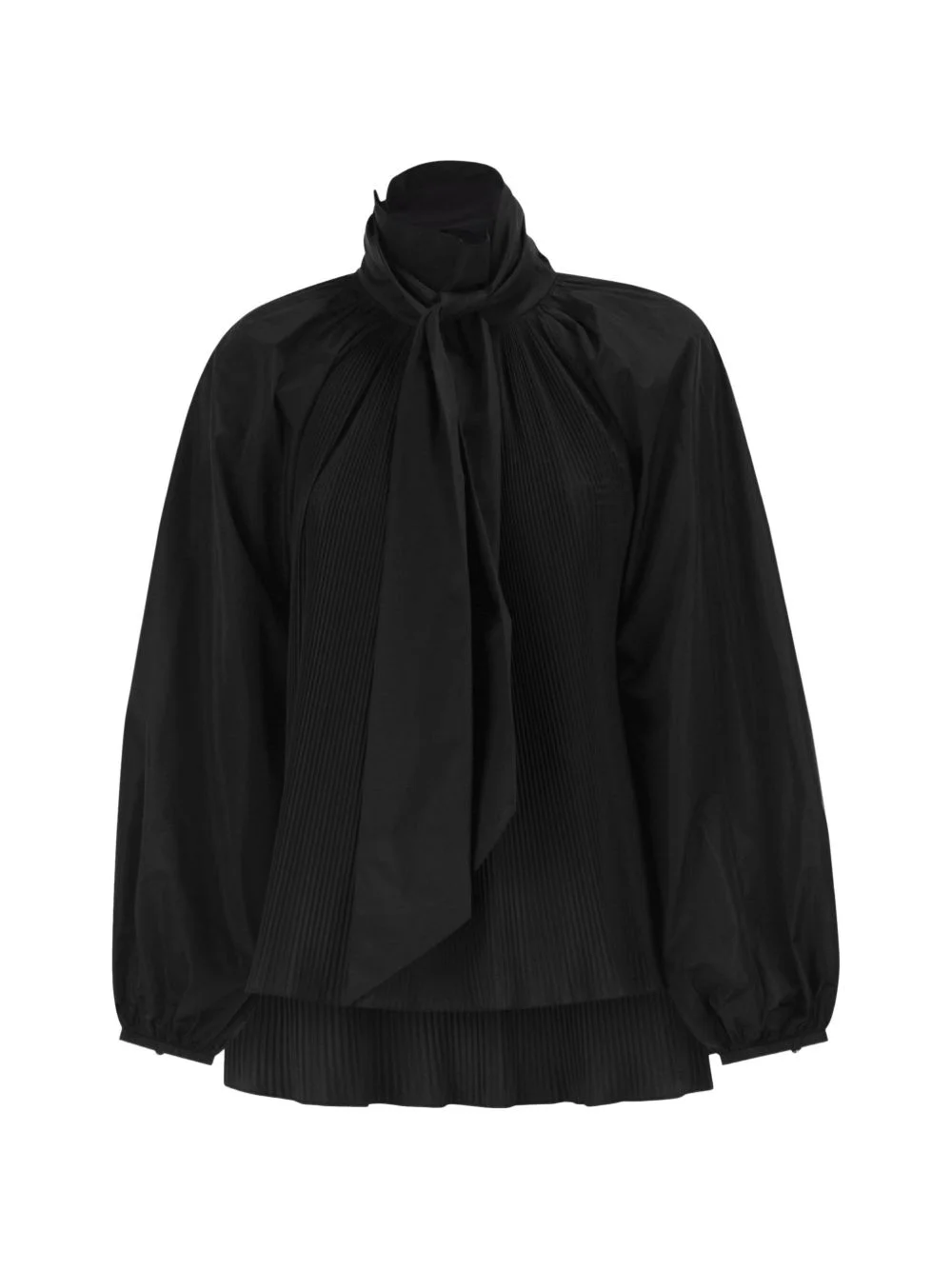 pleated neck-bow blouse - 1
