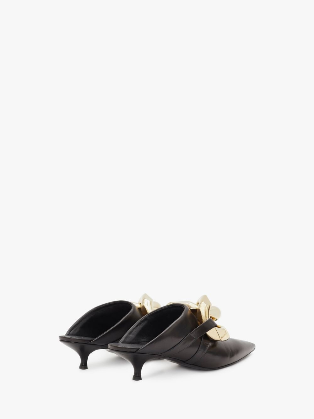 CHAIN LEATHER KITTEN MULES - 3