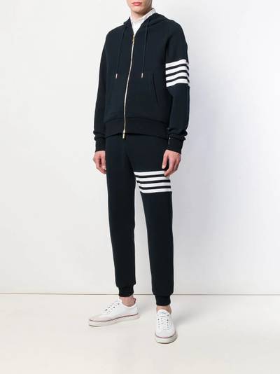 Thom Browne 4-Bar raglan-sleeve waffle stitch hoodie outlook