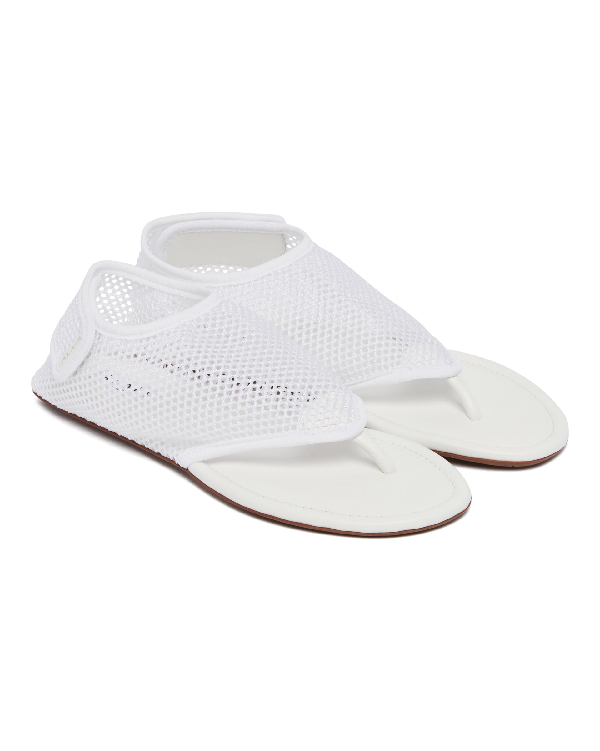White Mesh Thong Sandals - 3