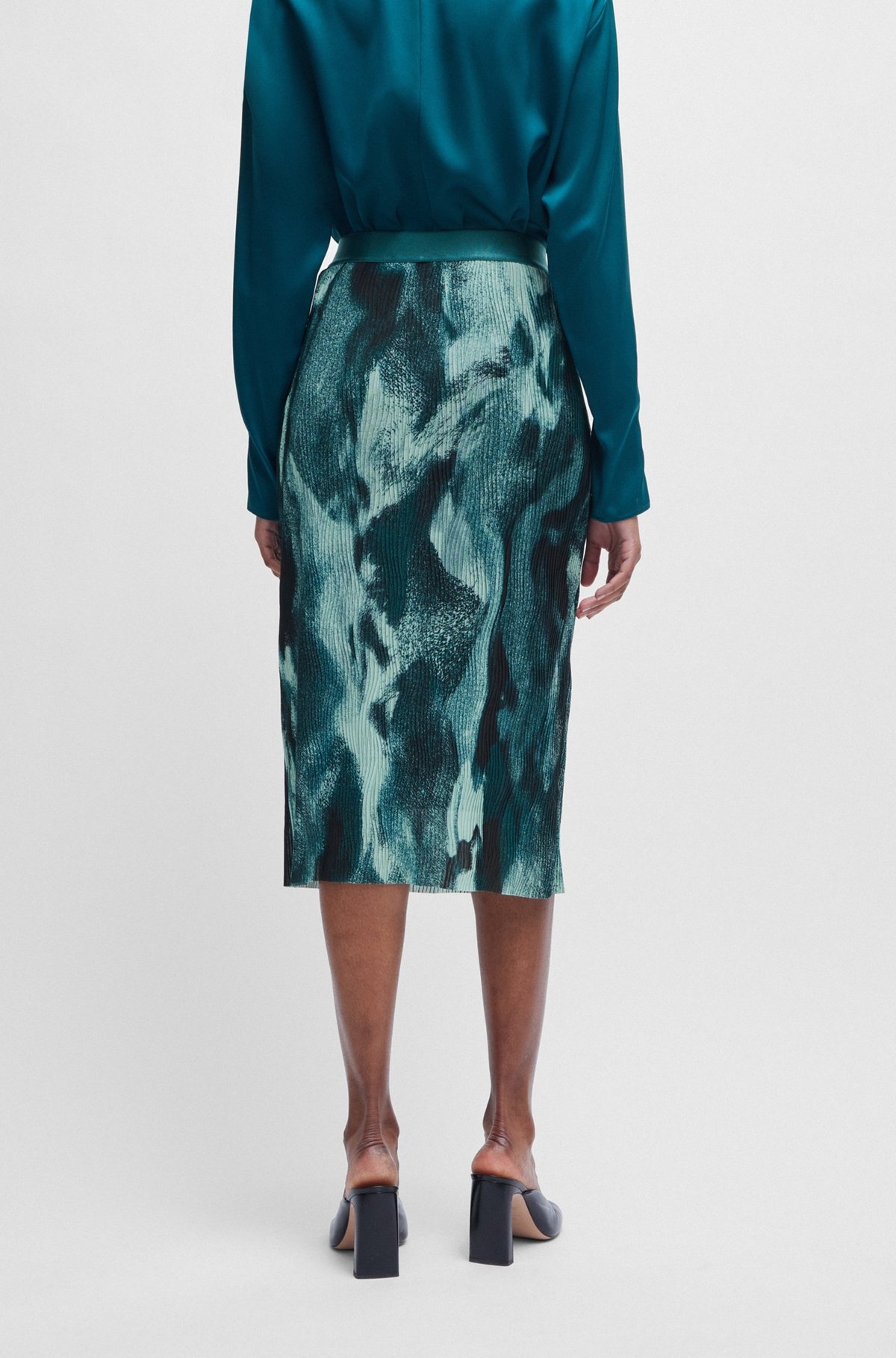 STRETCH-TULLE SLIM-FIT SKIRT WITH SEASONAL PRINT - 4