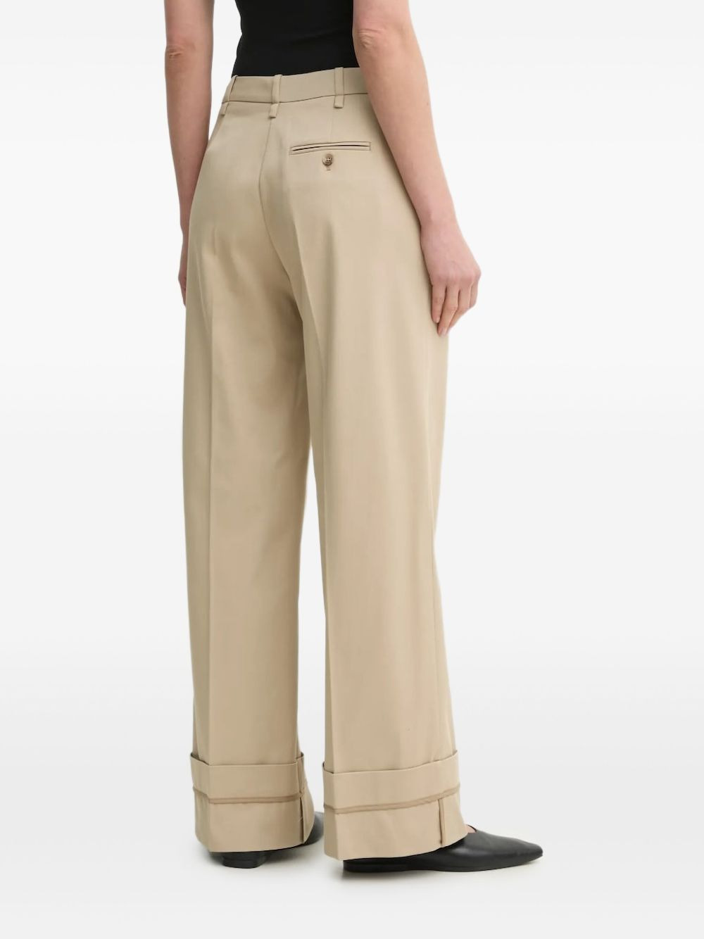 cuffed wide-leg trousers - 3