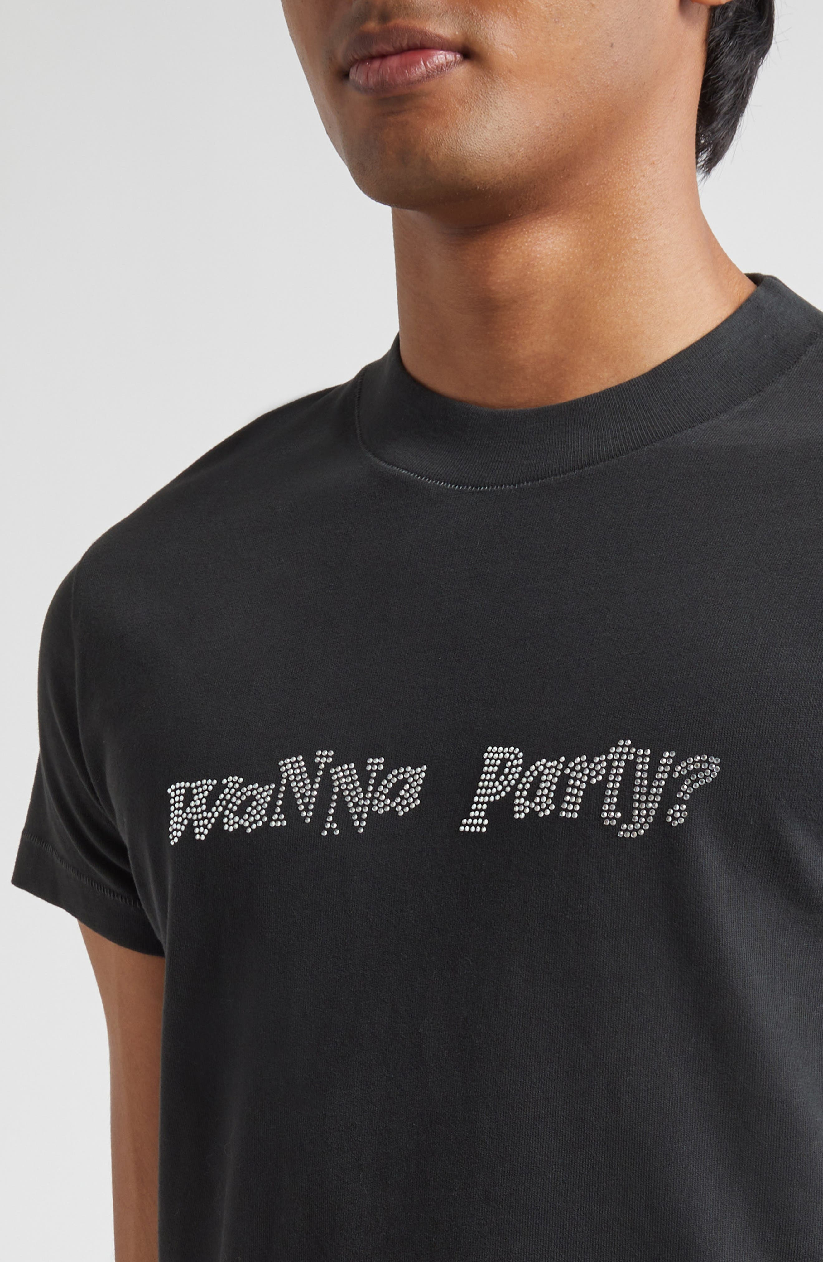 ERL Gender Inclusive Crystal Embellished Wanna Party T-Shirt in Black at Nordstrom - 5
