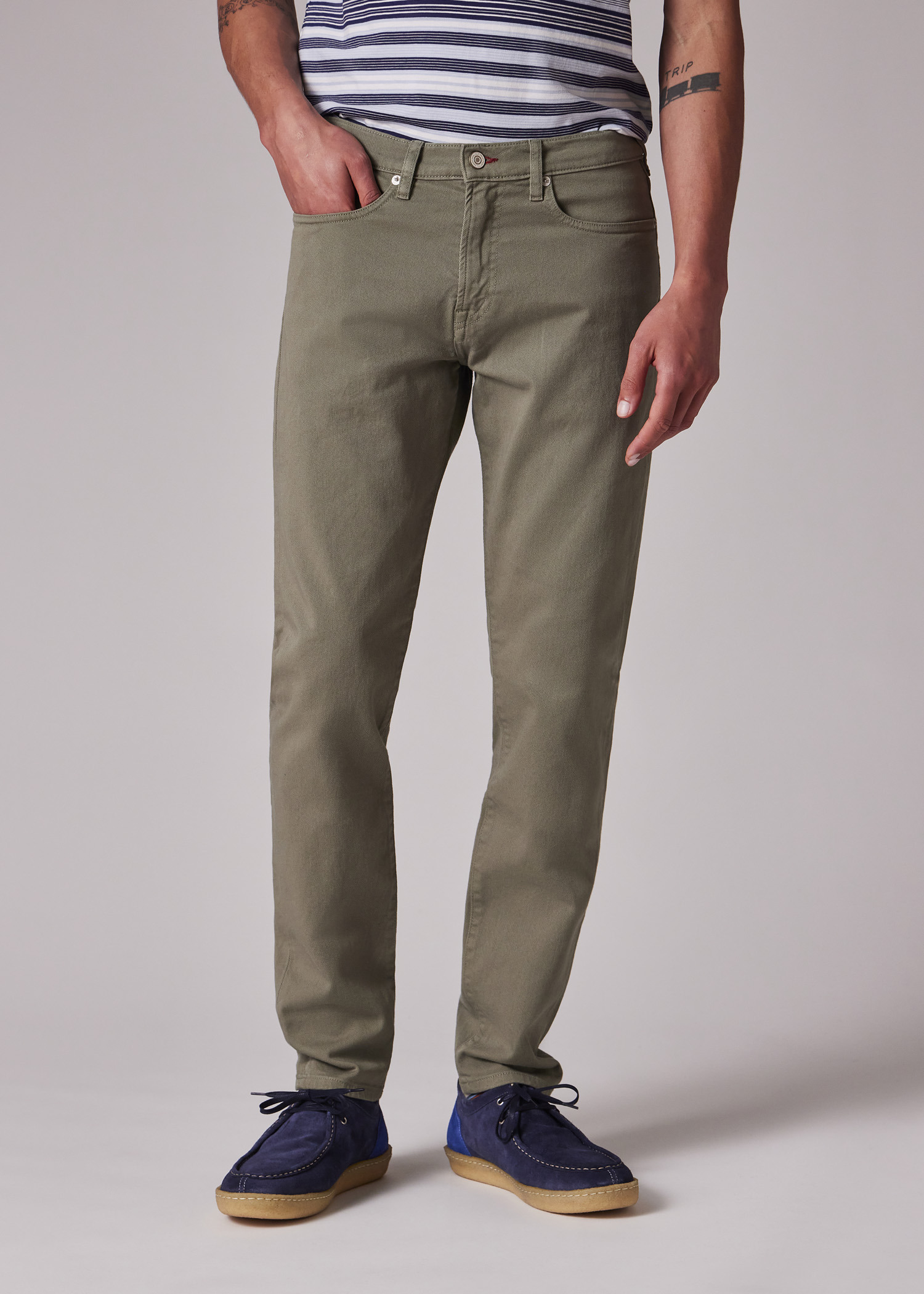 Tapered-Fit Washed Green Garment-Dyed Organic Cotton-Stretch Jeans - 3