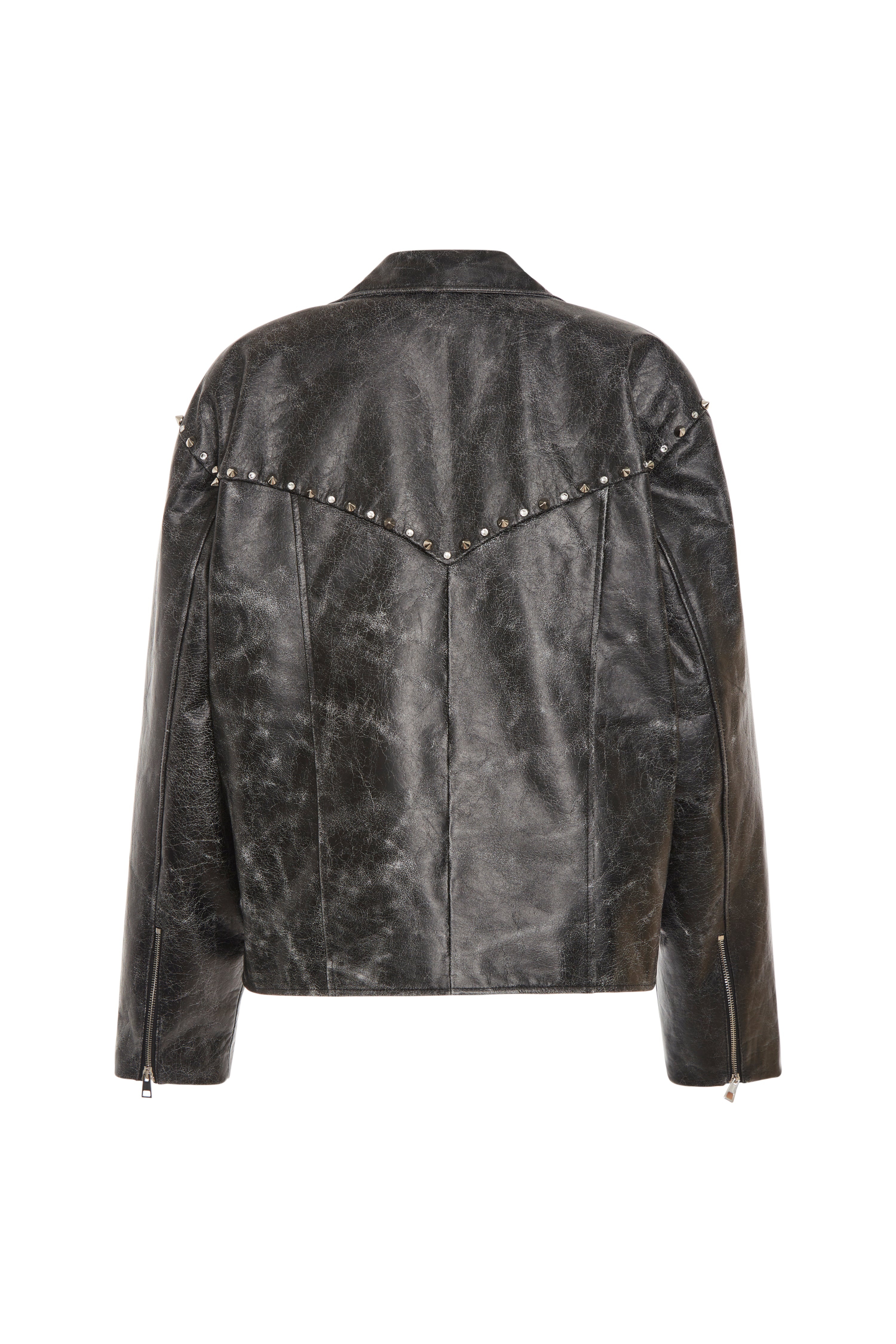 LEATHER BIKER JACKET - 2