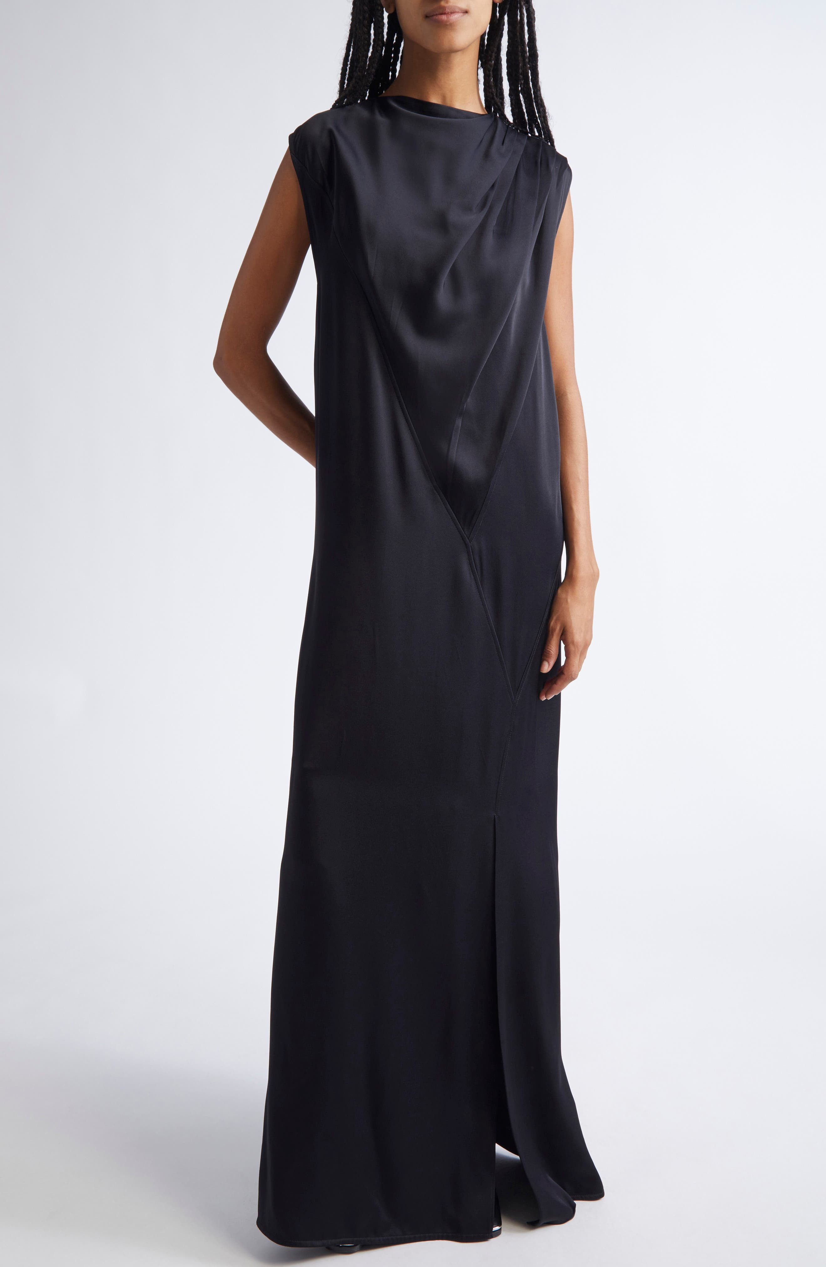 Jil Sander Asymmetric Draped Sleeveless Dress in Black at Nordstrom - 4
