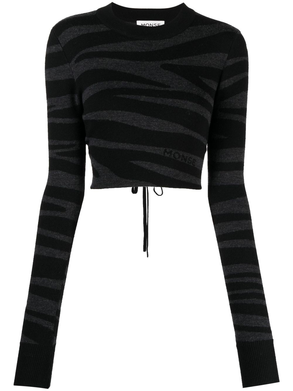 zebra-knit cropped jumper - 1