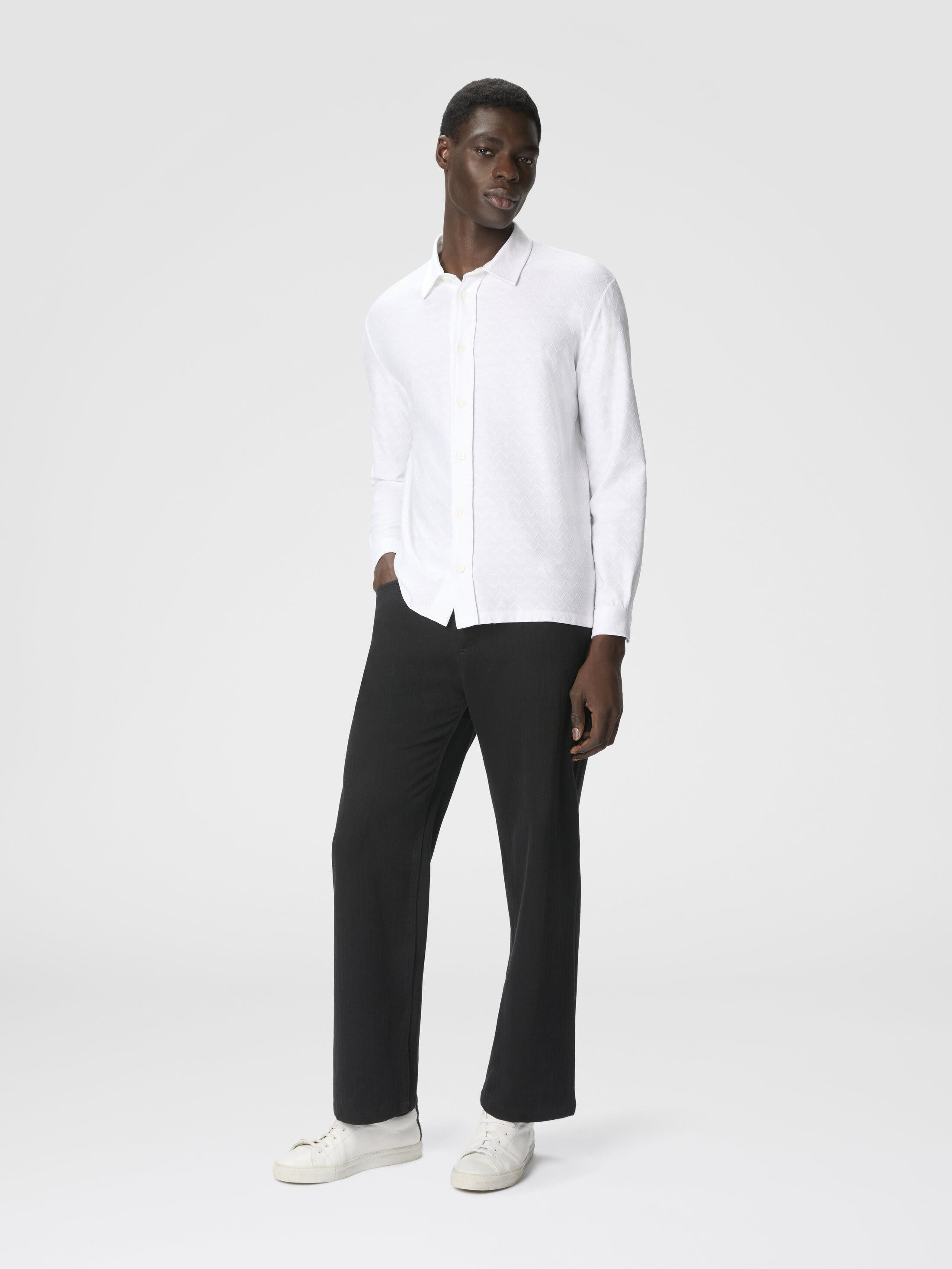 Missoni Zigzag Jersey Cotton Shirt Tone On Tone in White at Nordstrom - 2