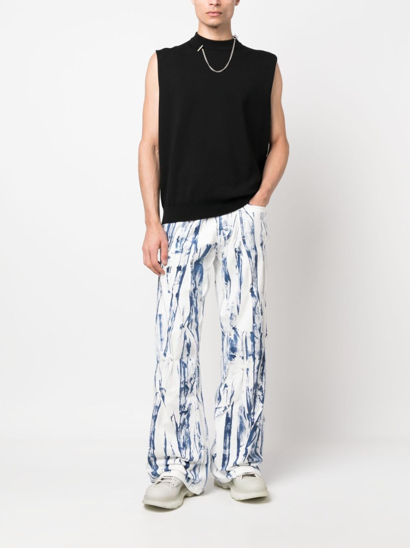 KUSIKOHC painterly-print wide-leg jeans outlook