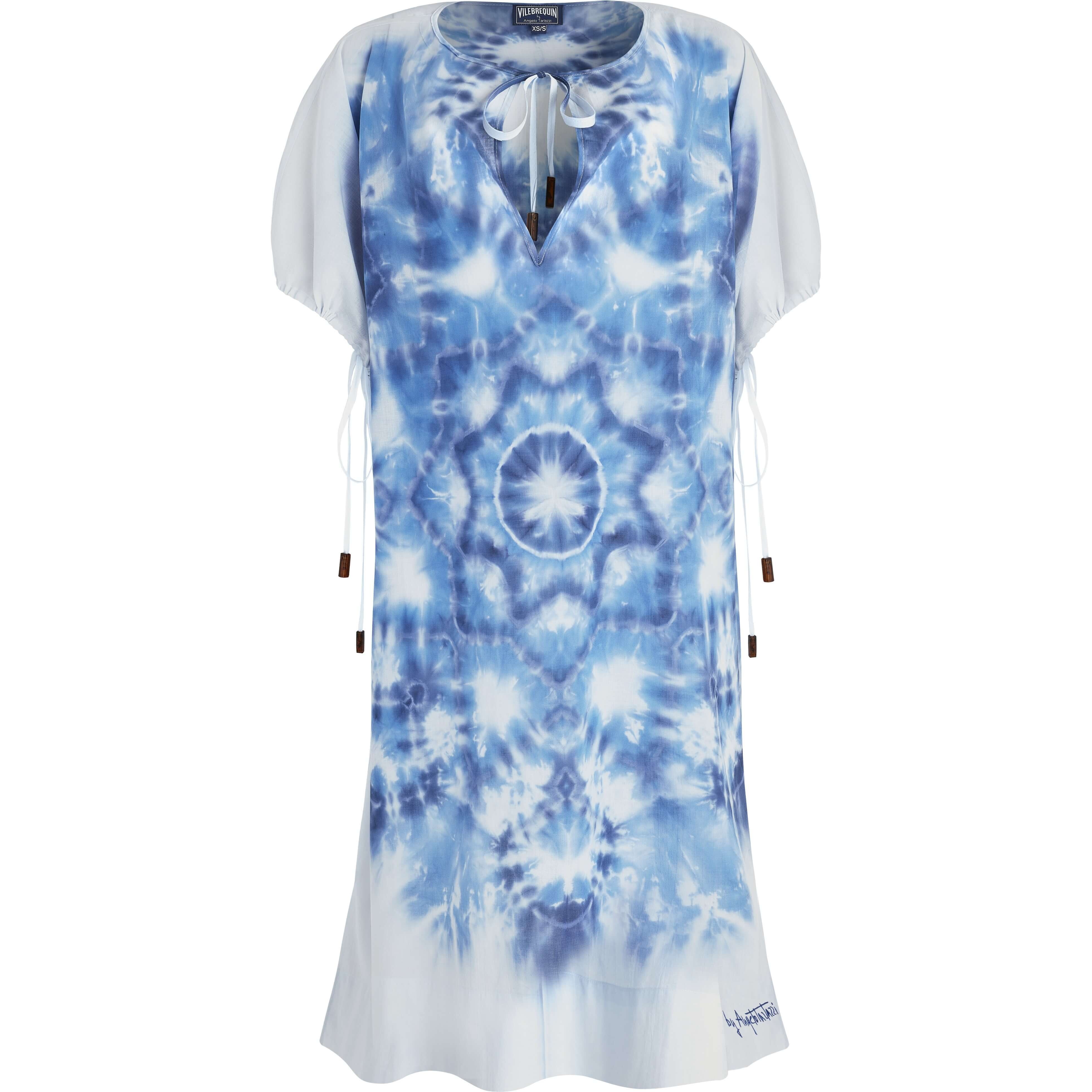 Women Organic Cotton Voile Square Dress Tie & Dye- Vilebrequin x Angelo Tarlazzi - 1