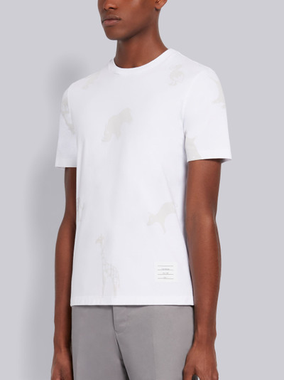 Thom Browne White Cotton Jersey Tonal Multi-Animal Icon Print Short Sleeve Tee outlook