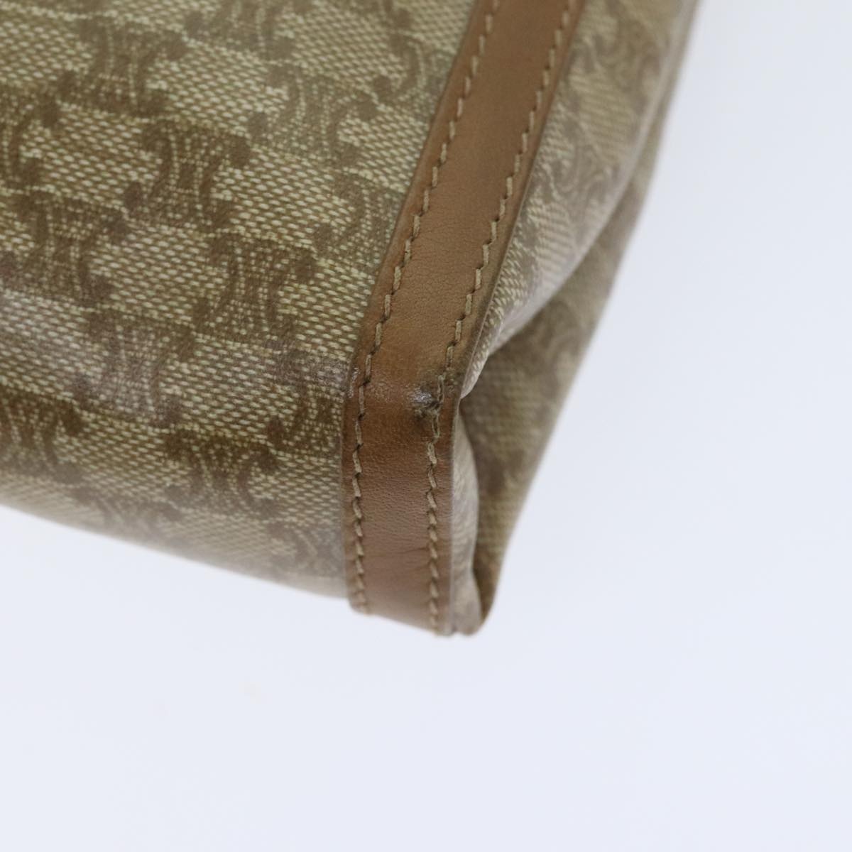 CELINE Macadam Canvas Shoulder Bag Beige Gold - 15