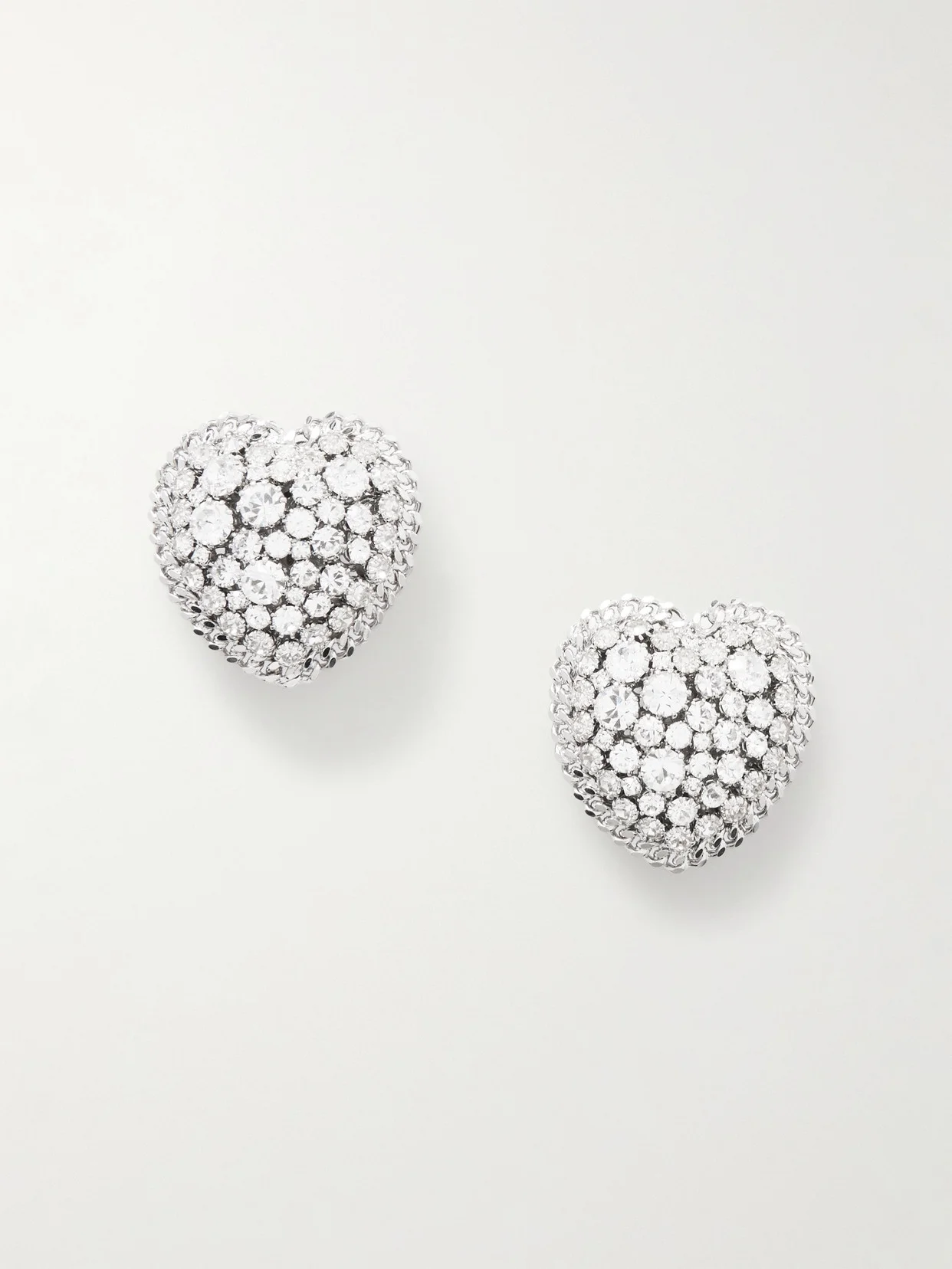 Silver-tone Crystal Clip Earrings - 1