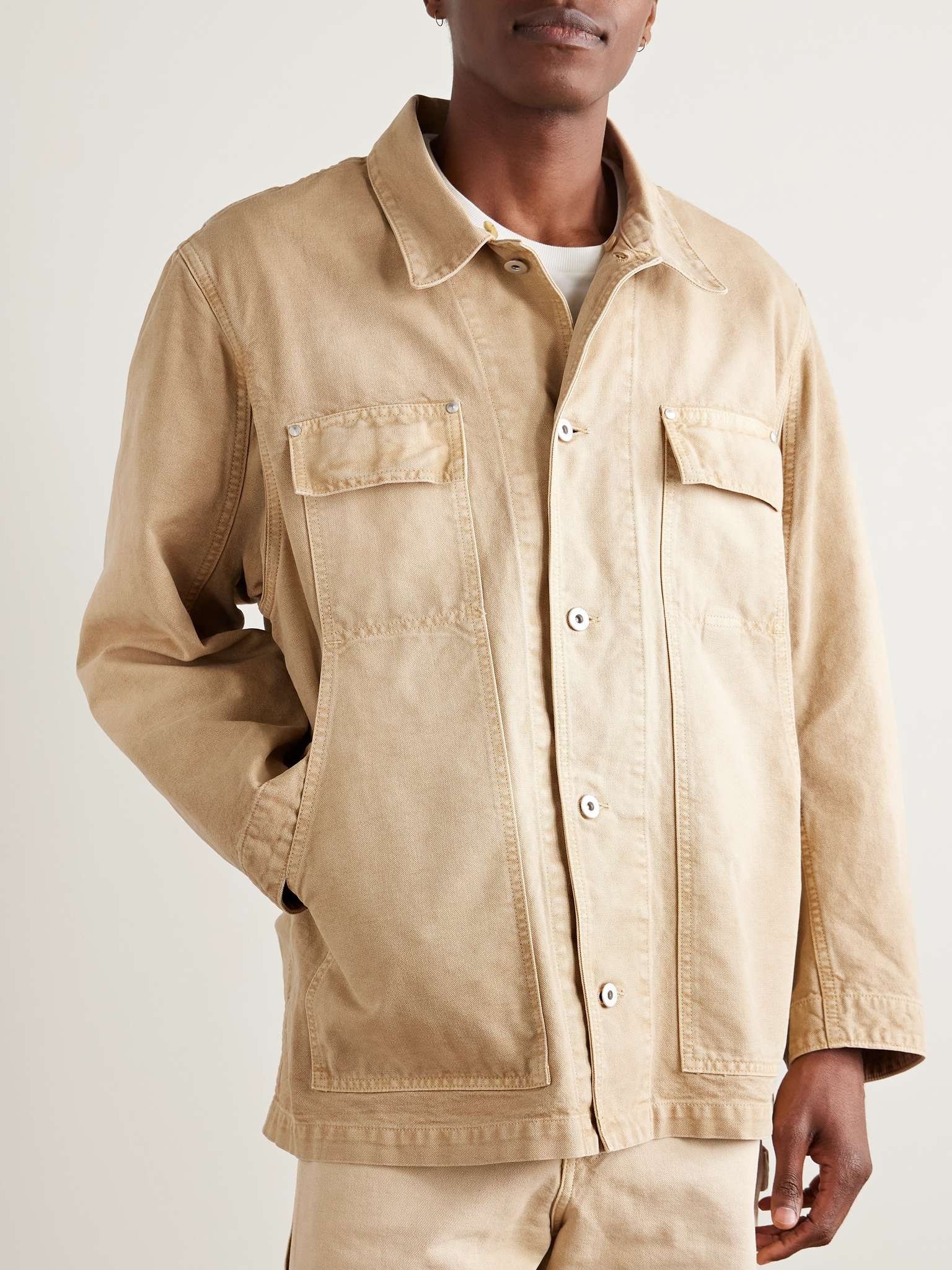 Oversized Leather-Trimmed Cotton-Canvas Jacket - 5