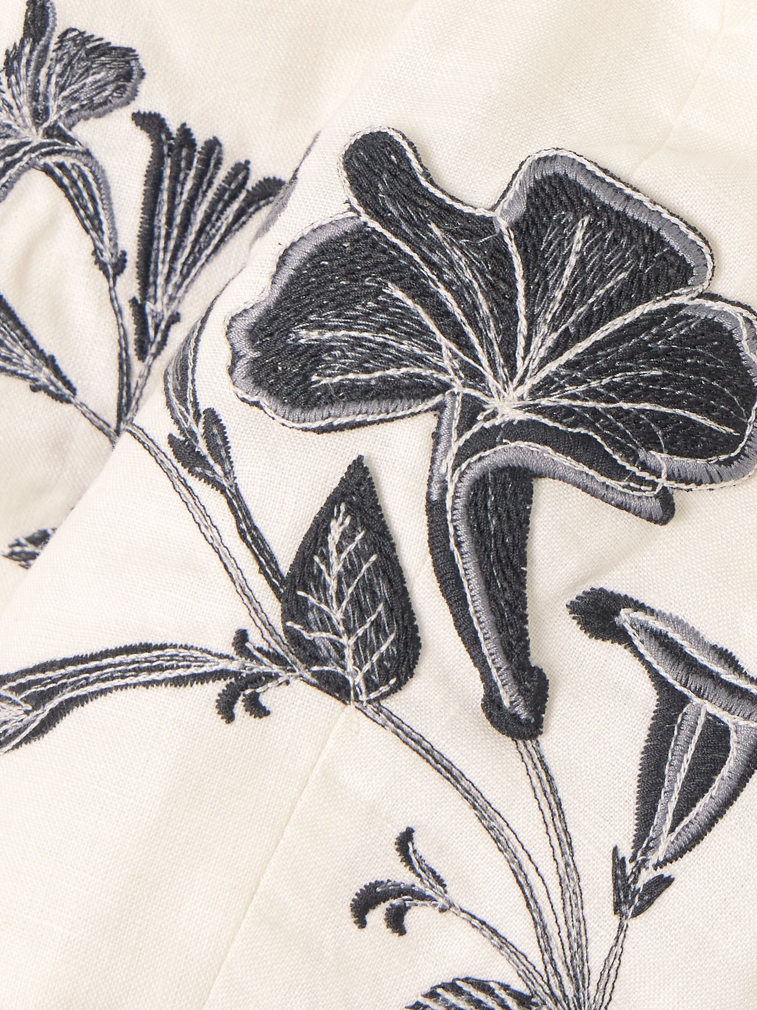 Cacao Guayacan cropped appliquéd embroidered linen top Cream - 4
