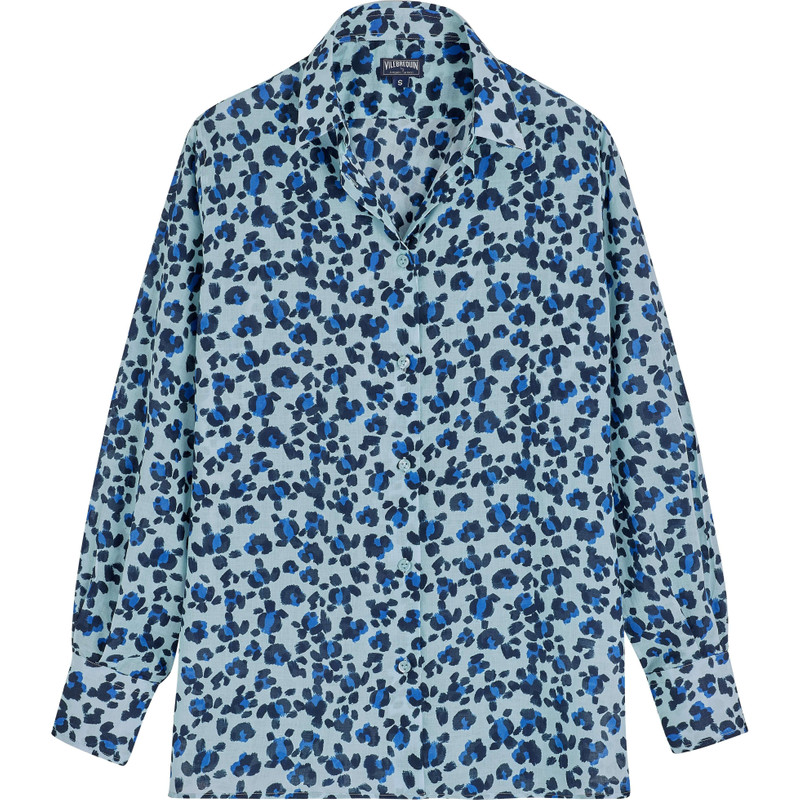 Women Organic Cotton Veil Shirt Turtles Leopard- Vilebrequin x Angelo Tarlazzi 1