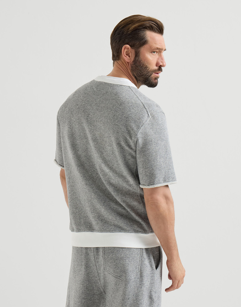 Brunello Cucinelli Cotton and linen mélange French terry short sleeve sweatshirt with print outlook
