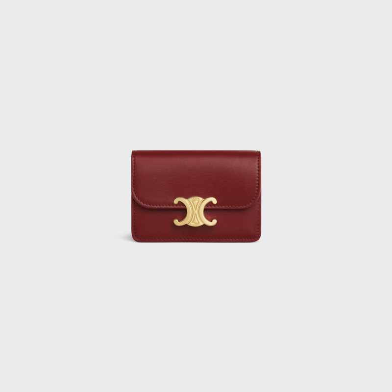 CARD HOLDER WITH FLAP TRIOMPHE IN Shiny calfskin 1