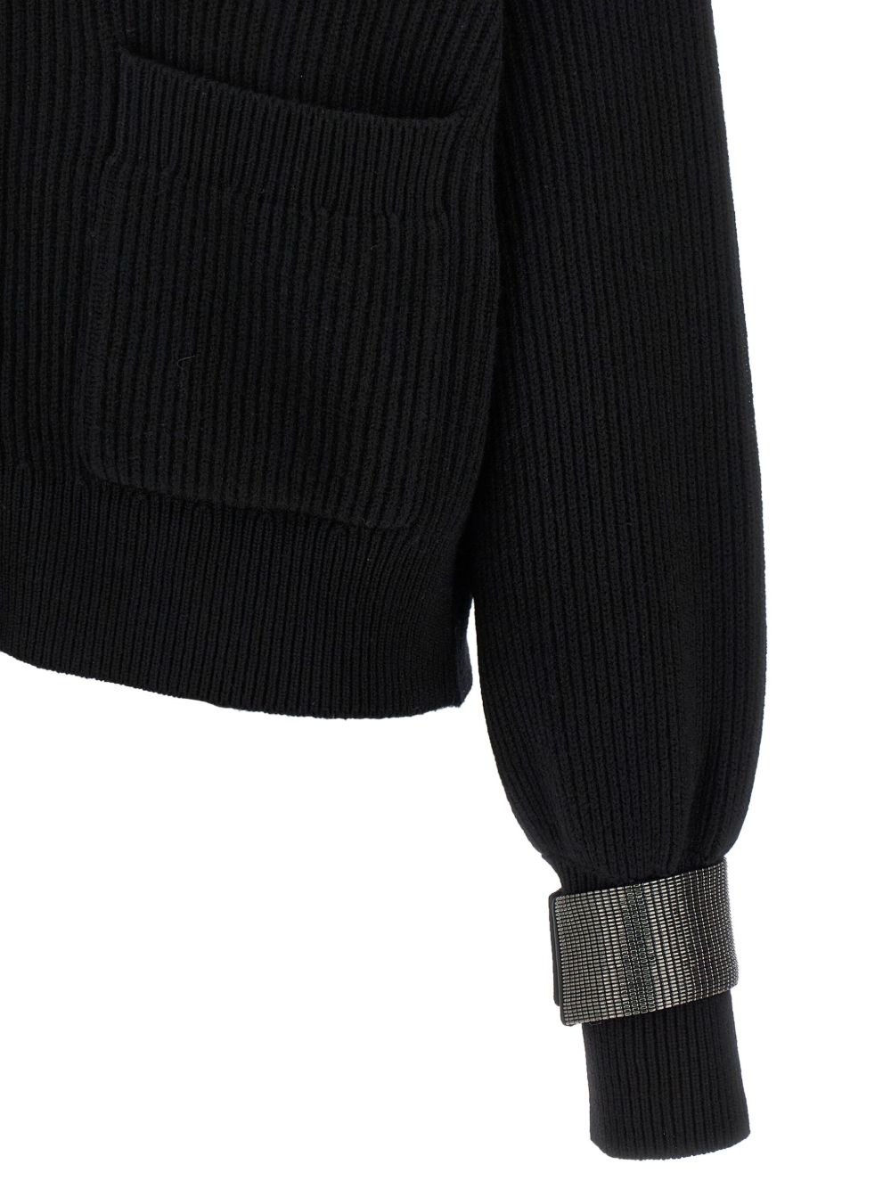 ribbed jewel-cuff cardigan - 4