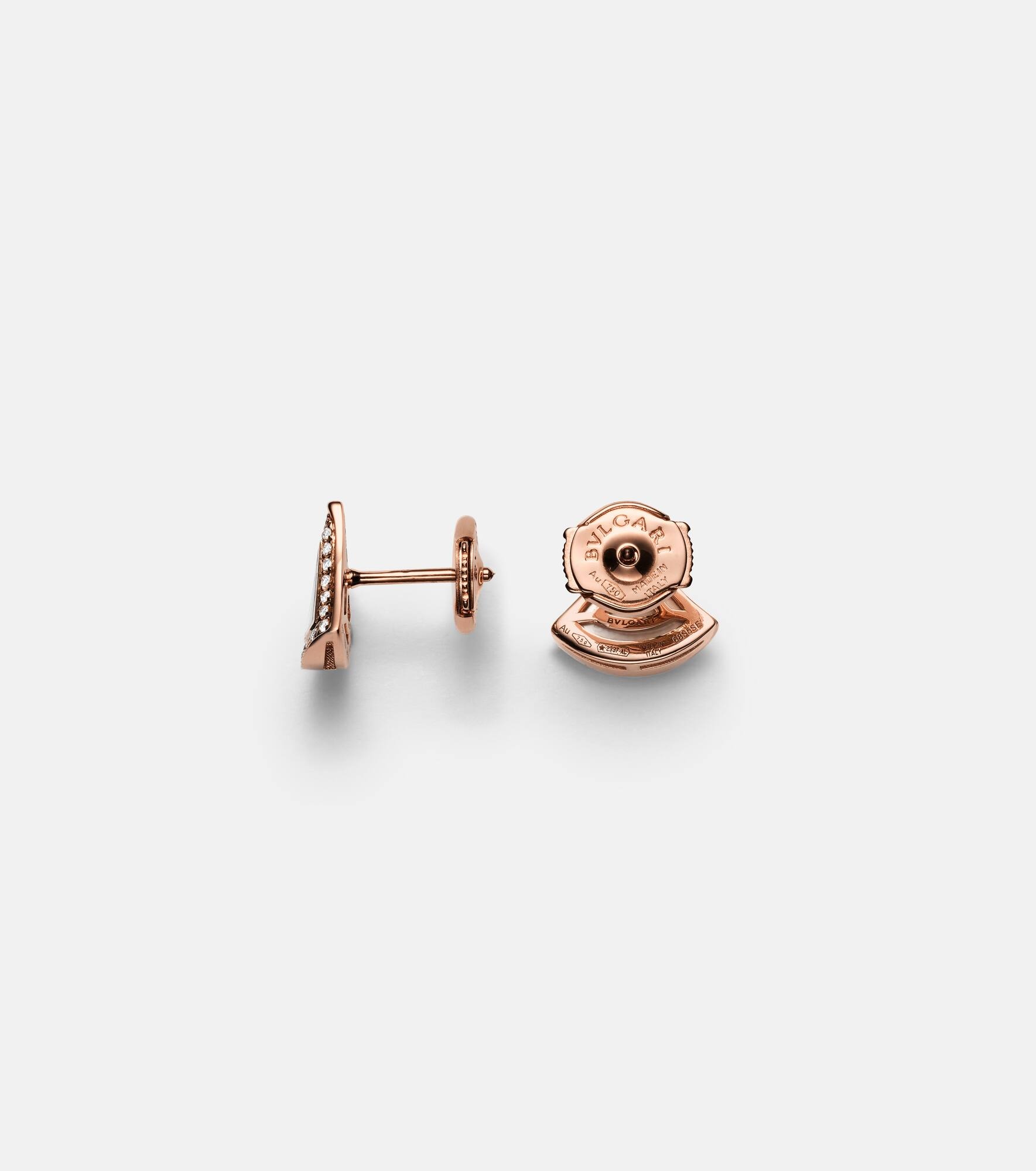 Divas' Dream 18kt rose gold earrings with mother-of-pearl and diamonds - 3