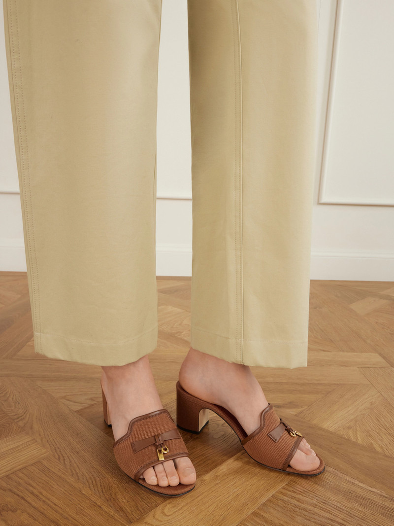 Loro Piana Summer Charms Embellished Leather-trimmed Canvas Mules outlook