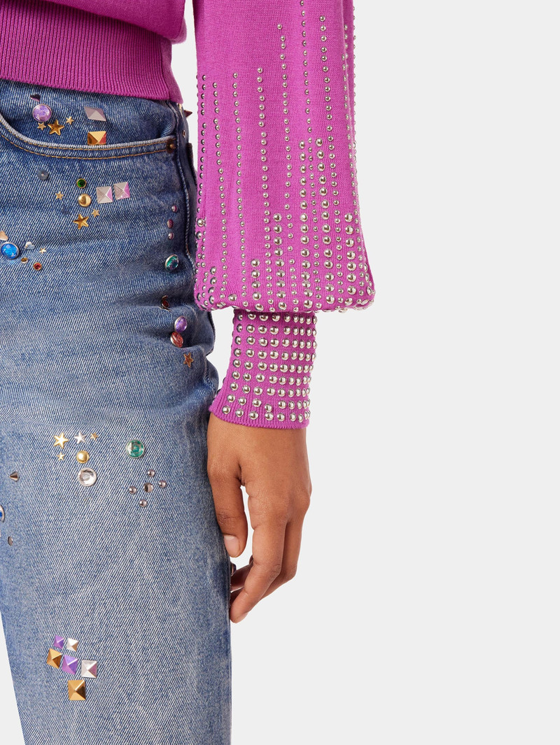 DENIM JEANS WITH MULTICOLORED RHINESTONES 4