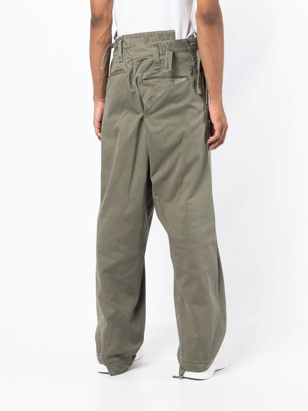 asymmetric logo-patch detail trousers - 4