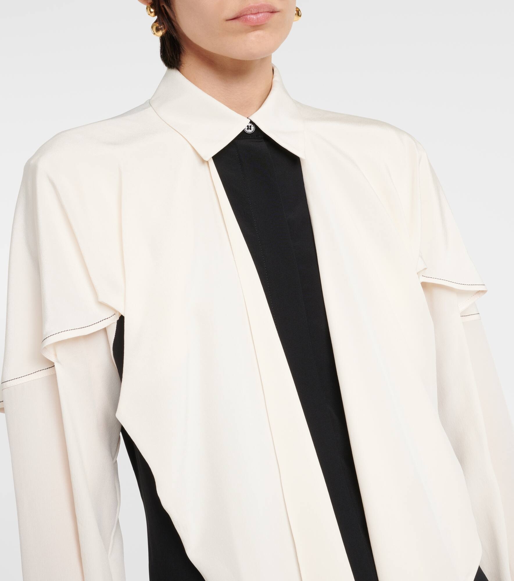 Bow-detail silk crêpe de chine blouse - 4