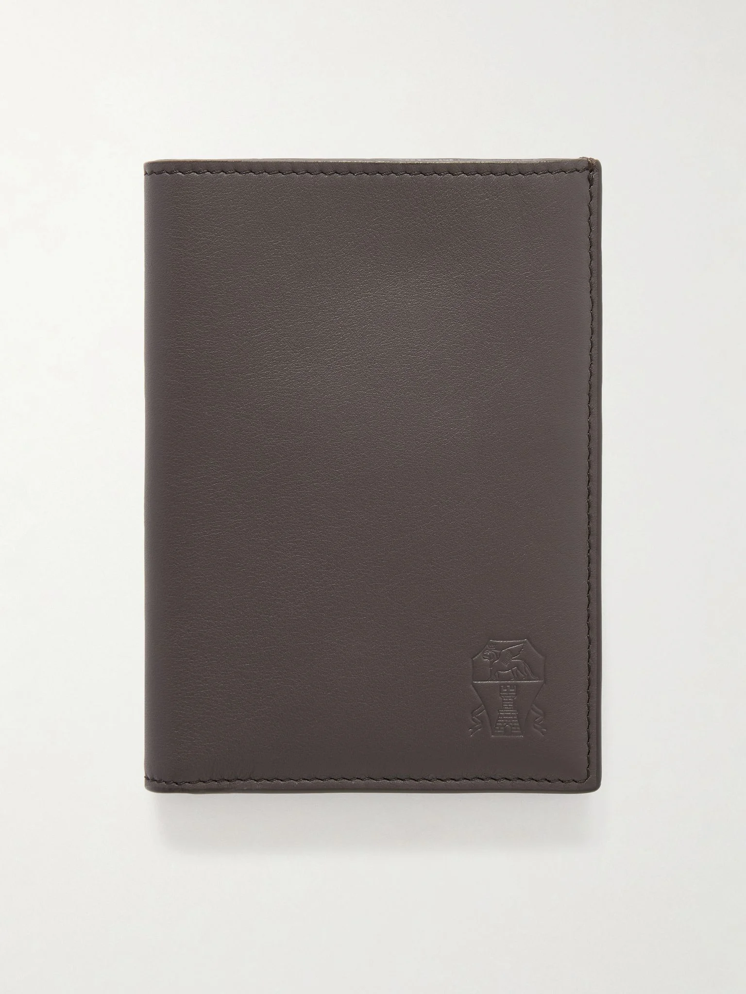 Logo-Debossed Leather Passport Holder Dark brown - 1