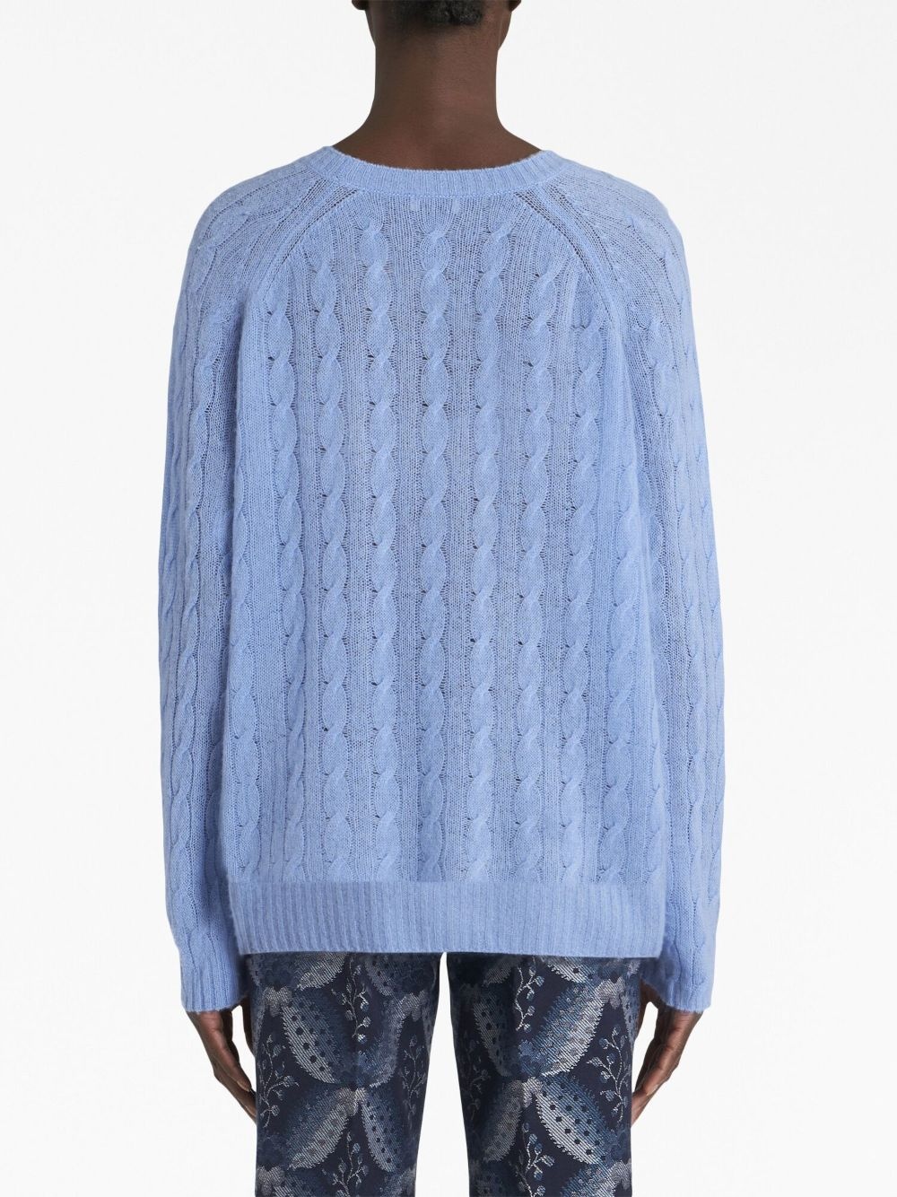 embroidered-logo cable-knit cashmere jumper - 3