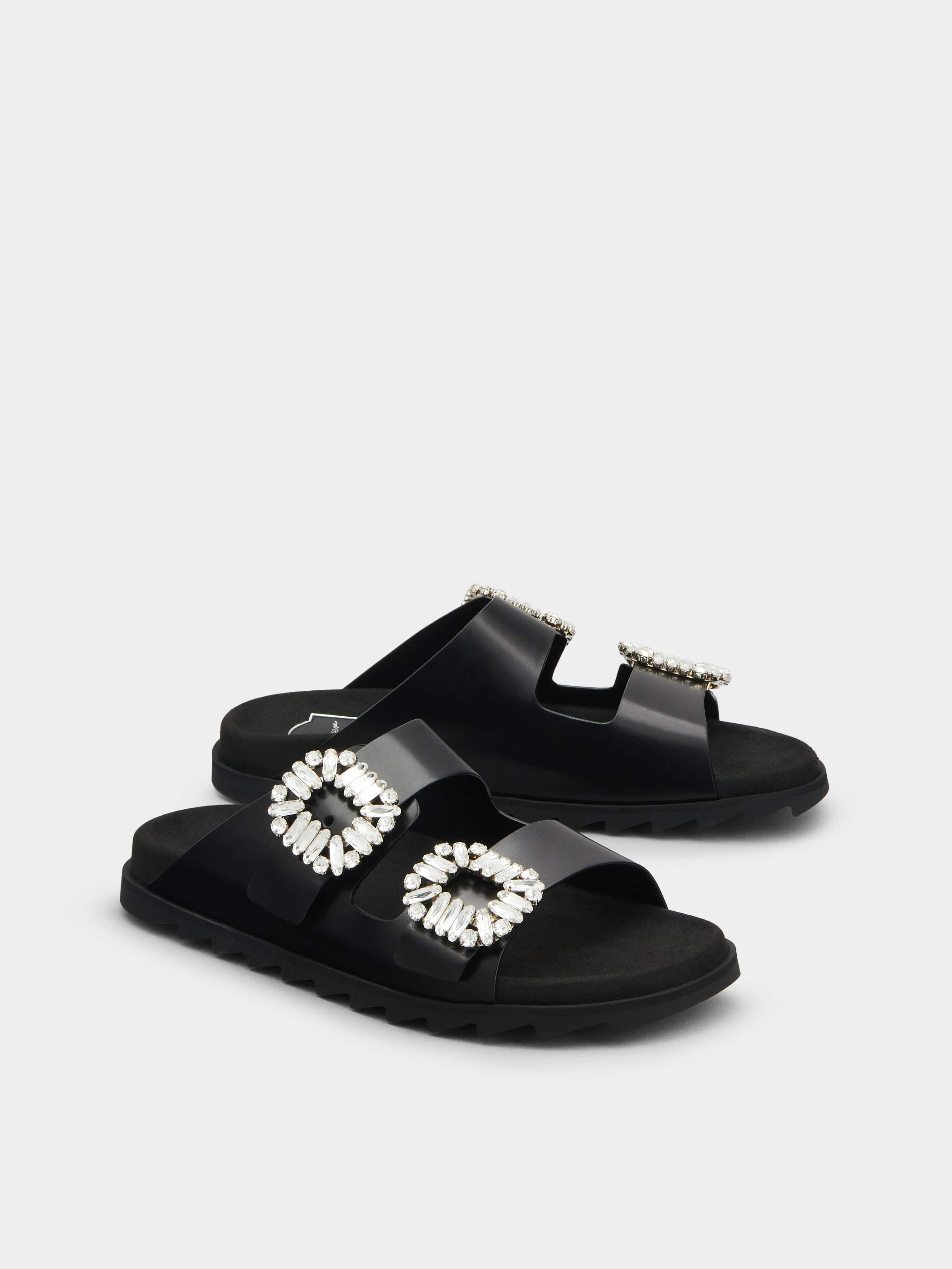 Slidy Viv' Strass Buckle Mules in Leather - 2