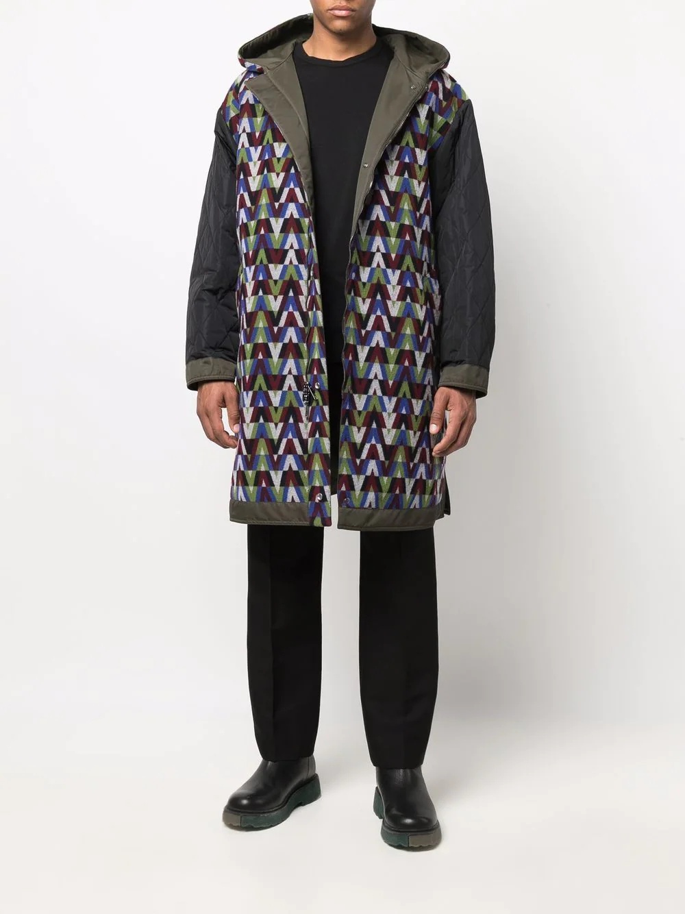 Optical Valentino-print parka coat - 6