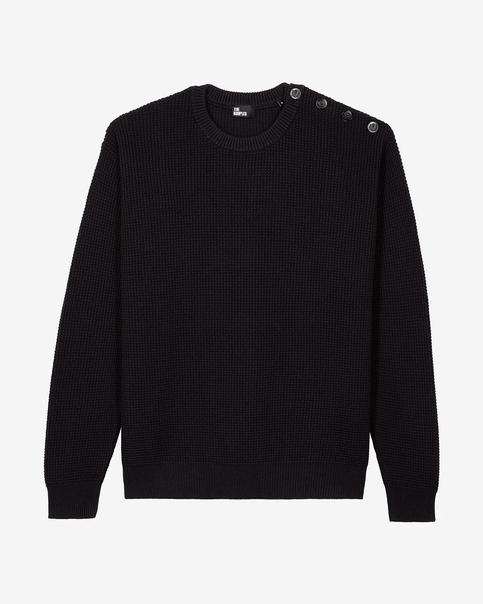 NAVY BUTTON SWEATER - 1