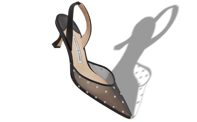 Manolo Blahnik Black Mesh Slingback Pumps outlook