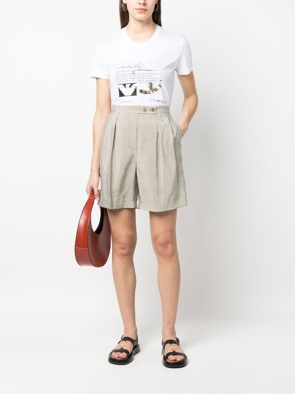 pleat-detail high-waisted shorts - 2
