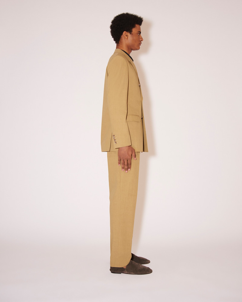 Nanushka GAEL - Double-breasted slub-cotton blazer - Khaki outlook