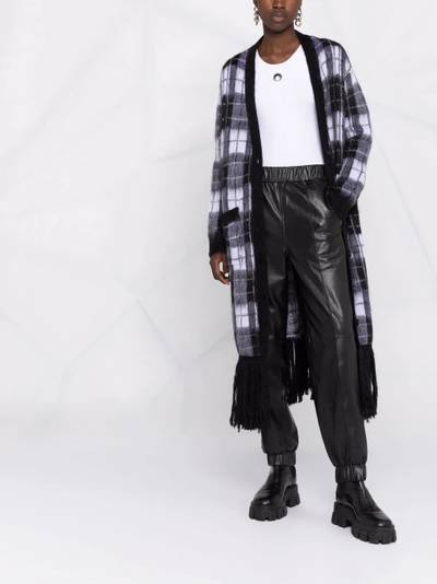 REDValentino fringed check-print cardigan outlook